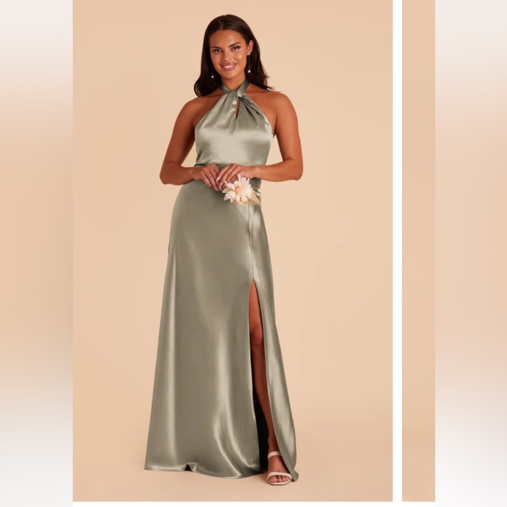 Birdy Grey Monica shiny satin moss green dress size medium